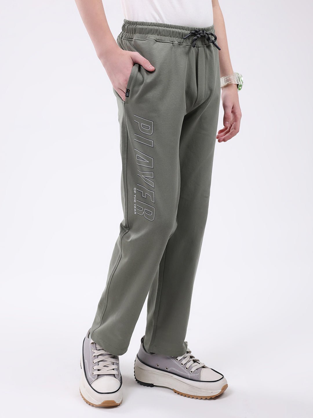 Boys Grey Printed Regular Fit Lower