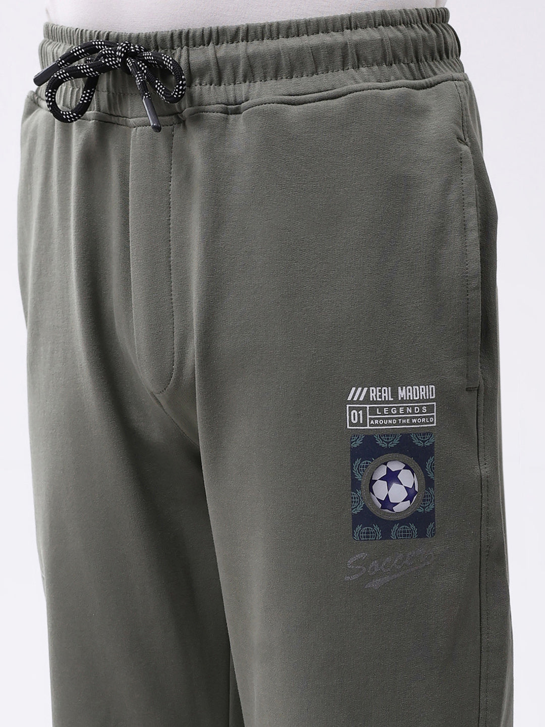 Boys Grey Printed Regular Fit Lower