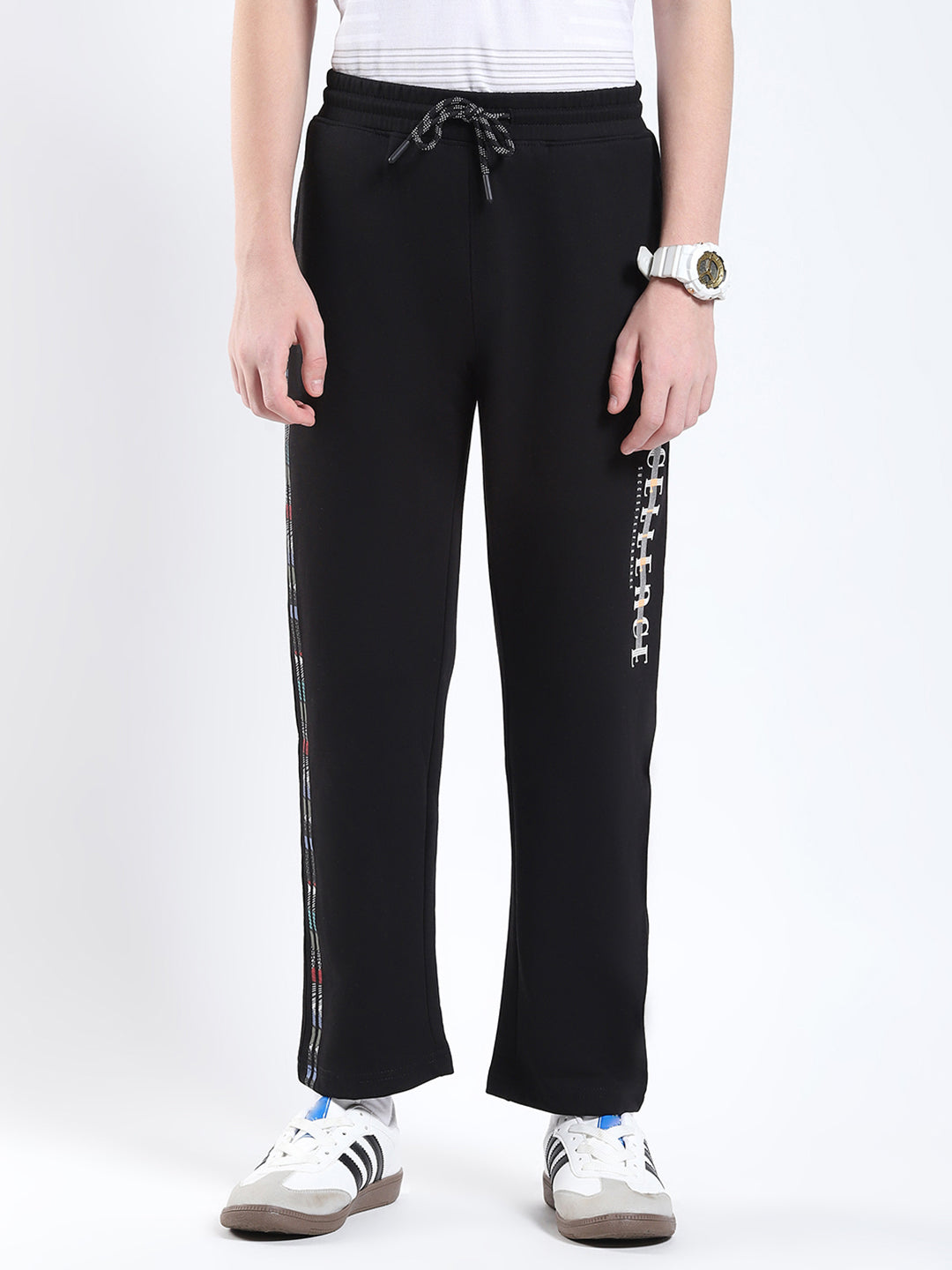 Boys Black Printed Regular Fit Lower