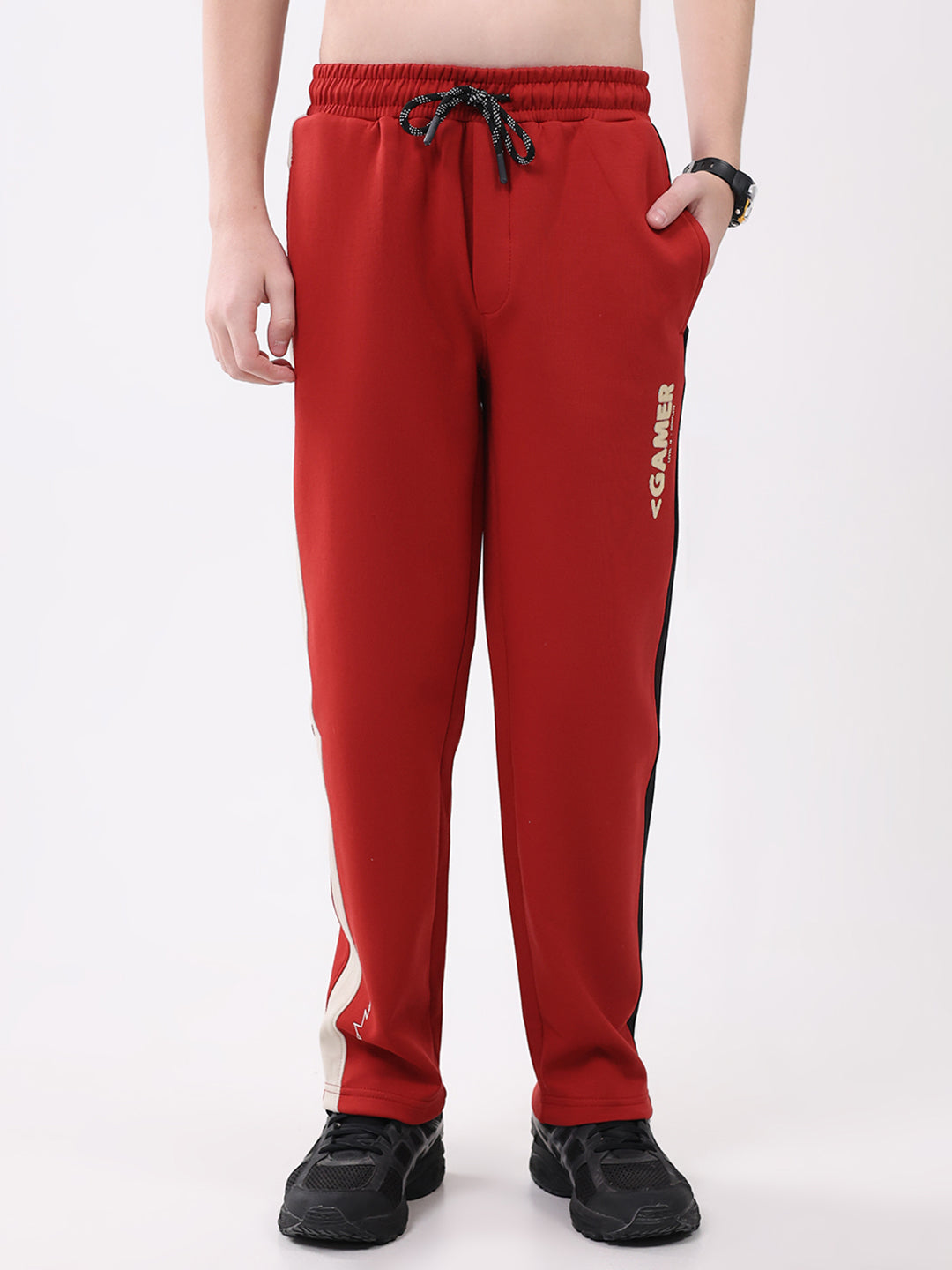 Boys Red Printed Regular Fit Lower