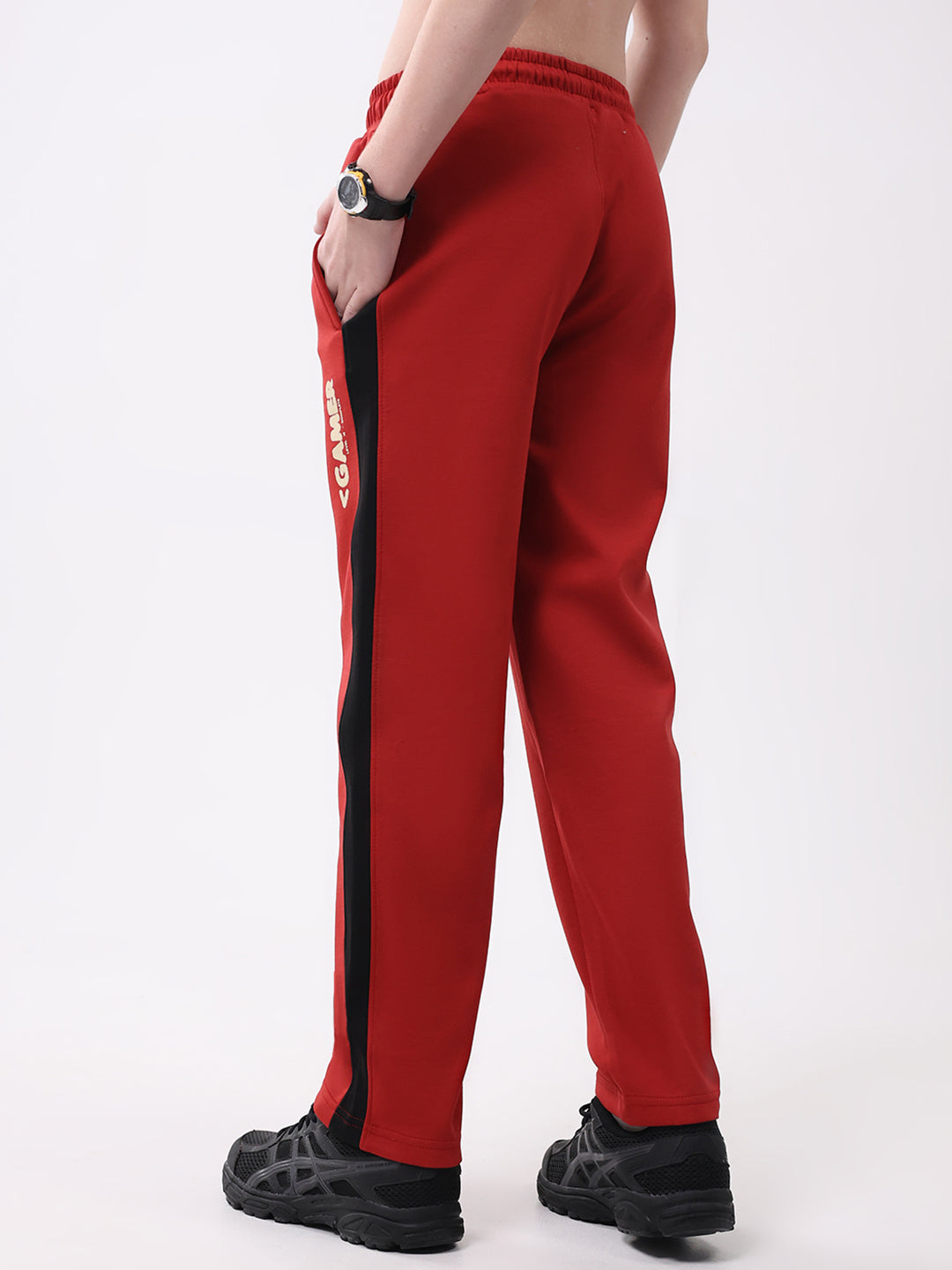 Boys Red Printed Regular Fit Lower