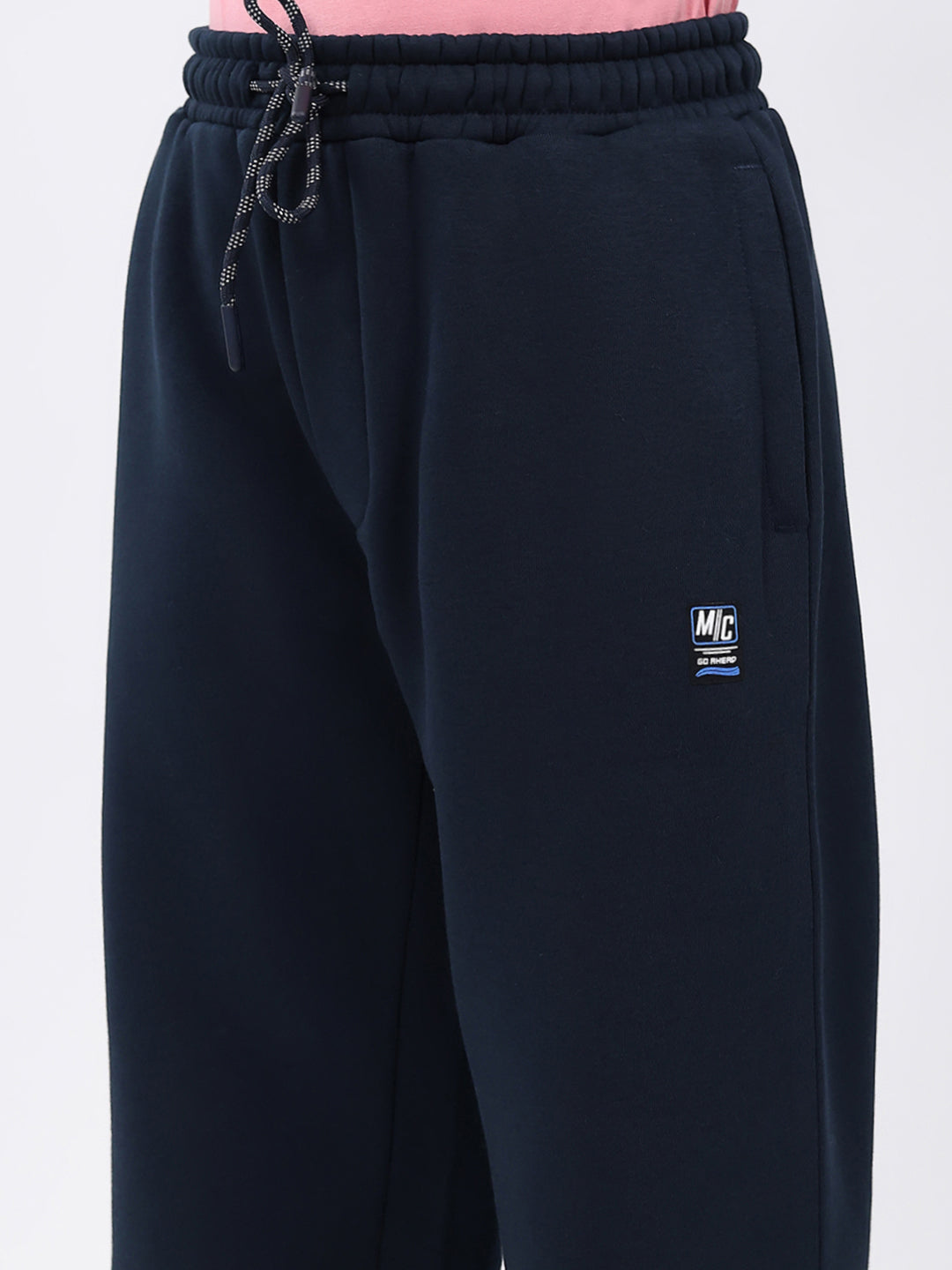 Boys Navy Blue Solid Regular Fit Lower
