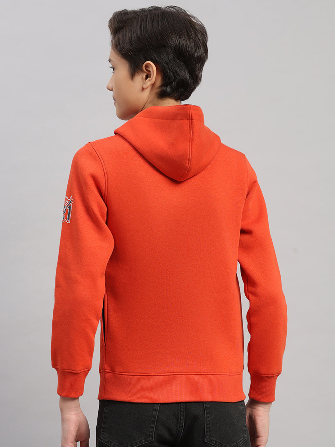 Boys Rust Printed Round Neck Full Sleeve Sweatshirt