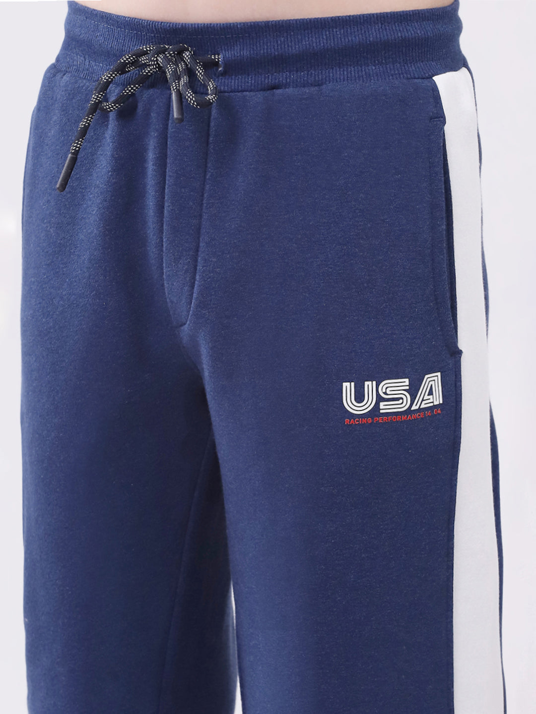 Boys Blue Printed Round Neck Full Sleeve Winter Tracksuit