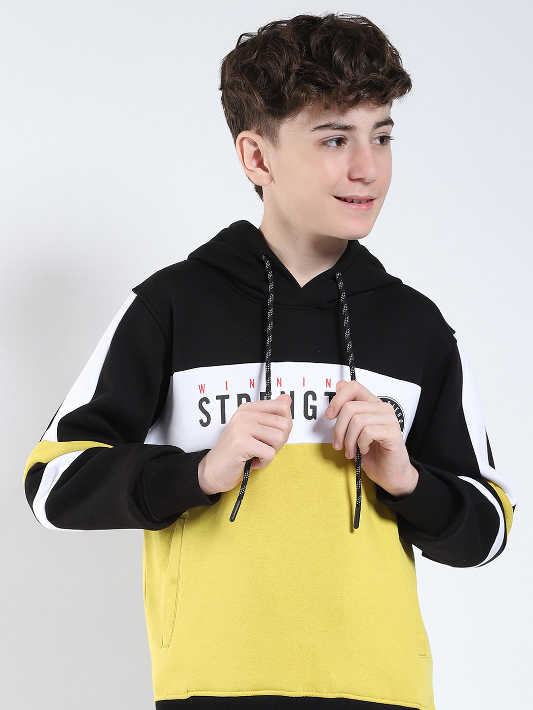 Boys Black Printed Hooded Full Sleeve Winter Tracksuit