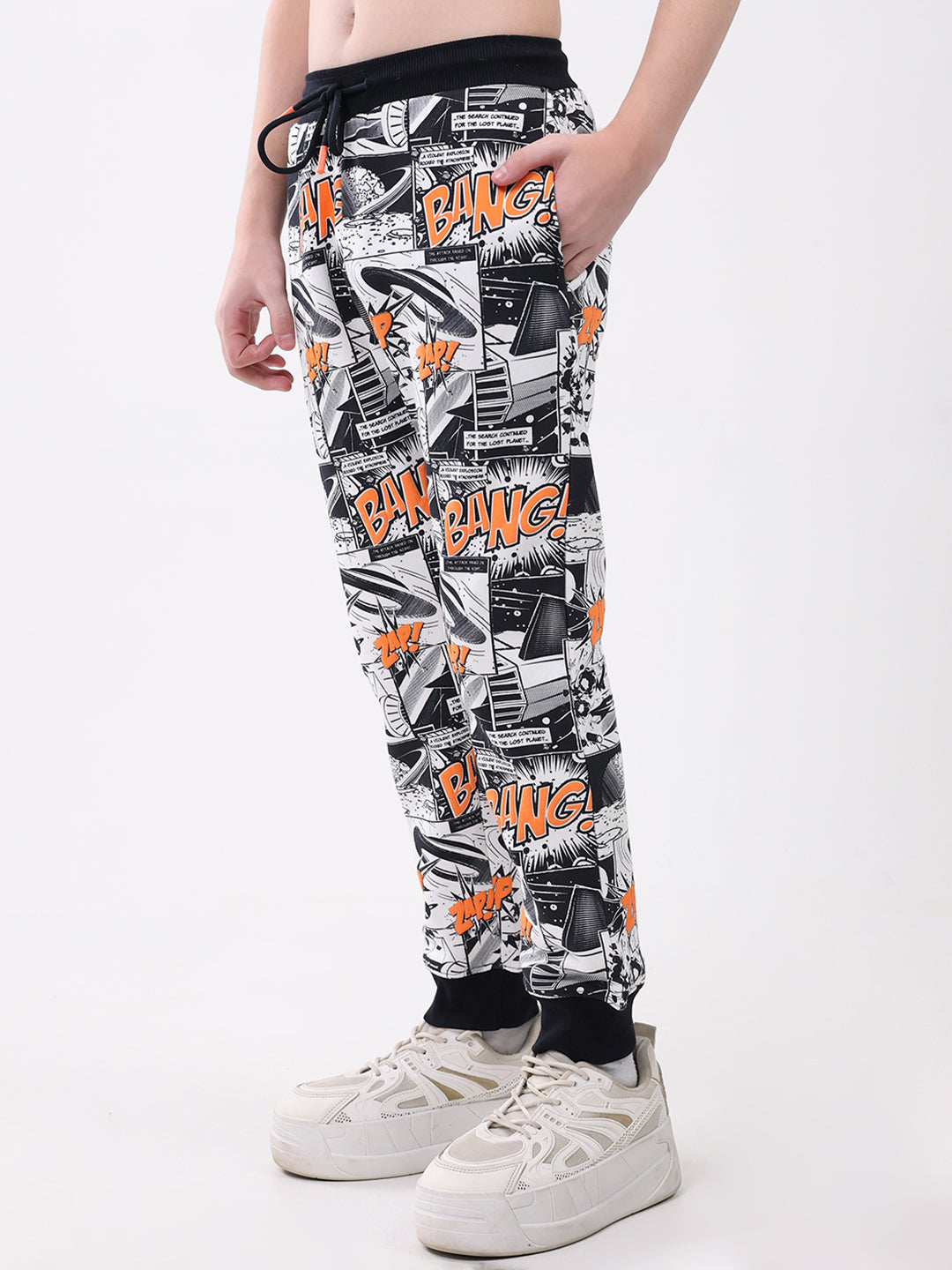 Boys Navy Blue Printed Hooded Full Sleeve Winter Tracksuit