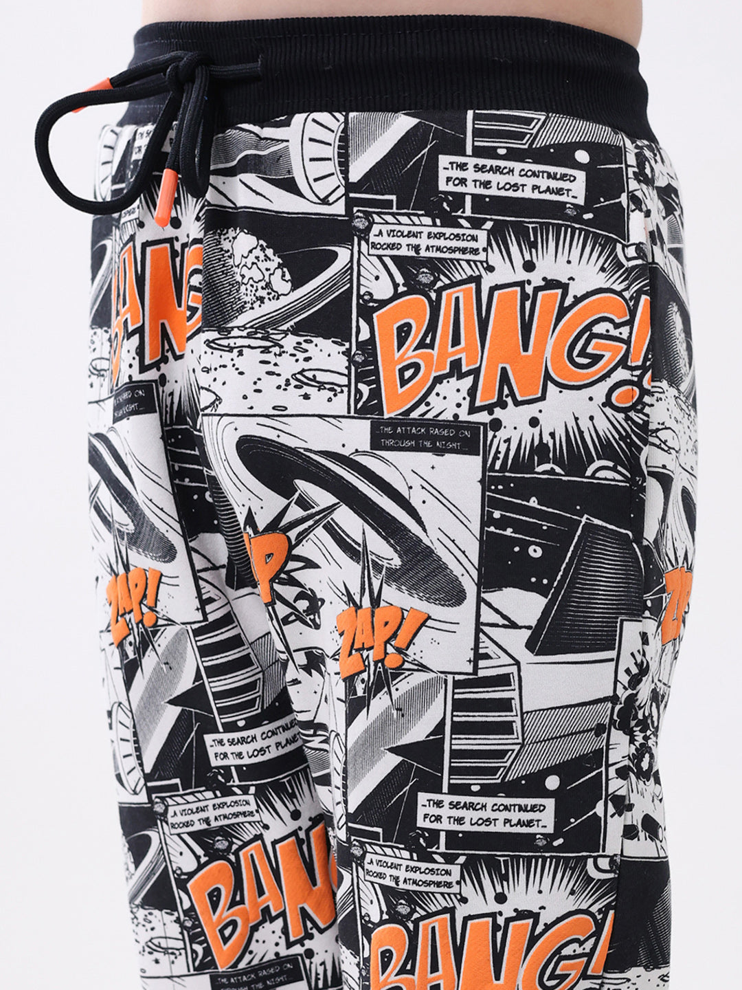 Boys Navy Blue Printed Hooded Full Sleeve Winter Tracksuit