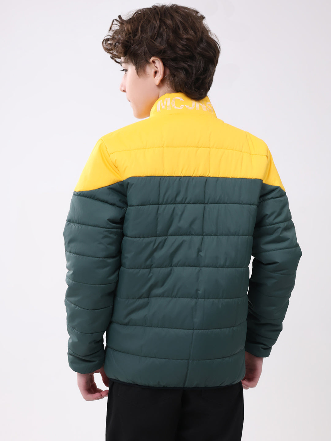 Boys Green Solid Mock Neck Full Sleeve Boys Jacket