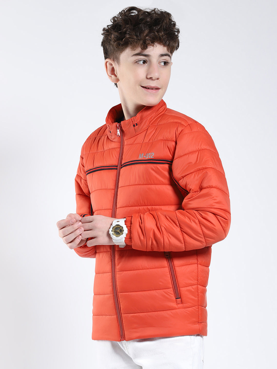 Boys Rust Printed Collar Full Sleeve Boys Jacket