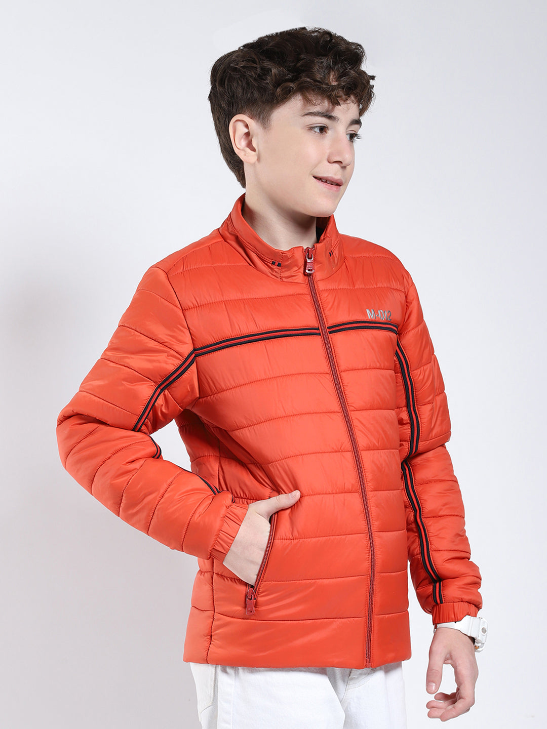 Boys Rust Printed Collar Full Sleeve Boys Jacket