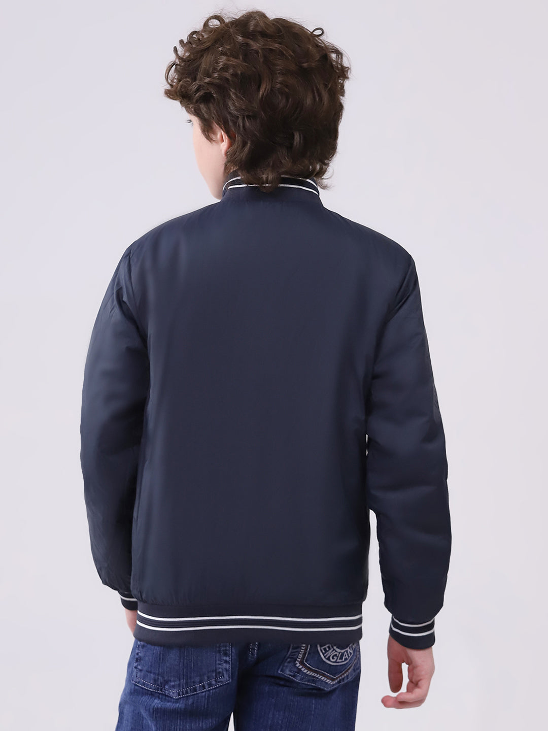 Boys Green Printed Hooded Full Sleeve Boys Reversible Jacket