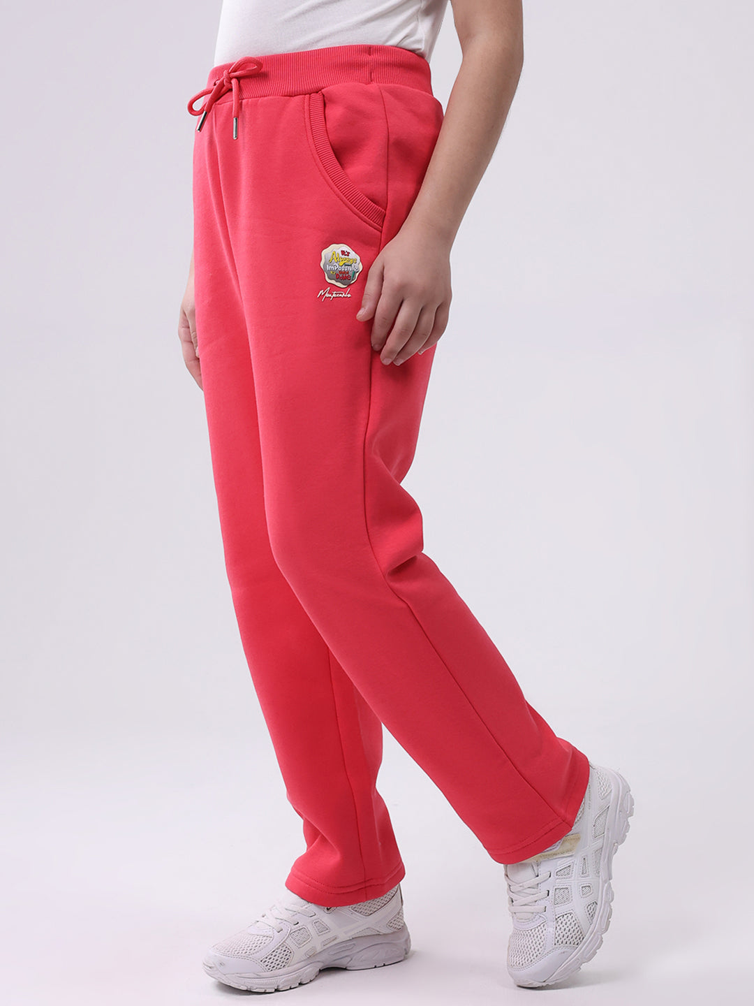 Girls Coral Solid Regular Fit Lower