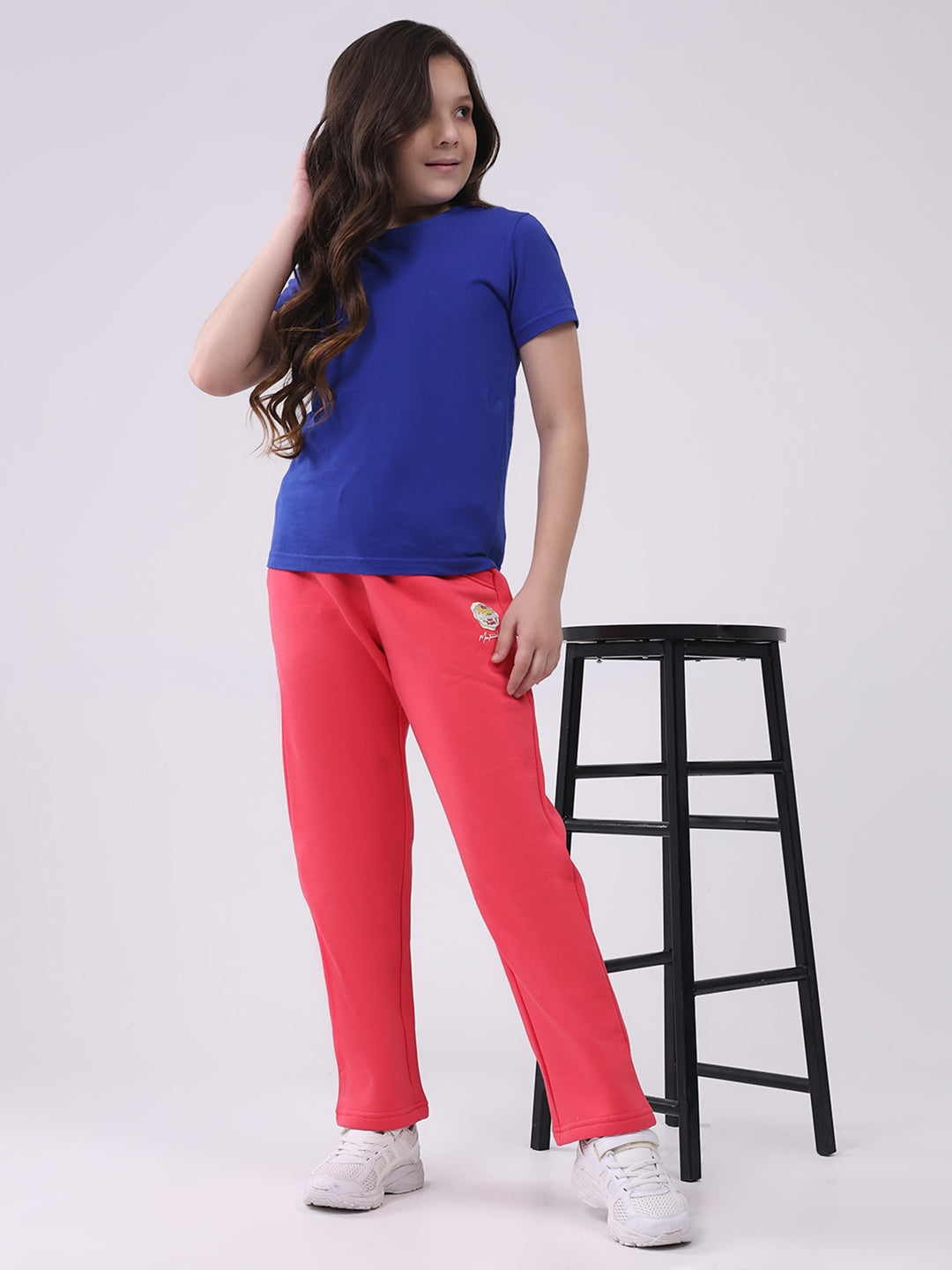 Girls Coral Solid Regular Fit Lower