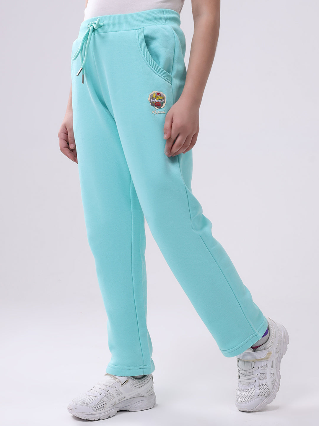 Girls Green Solid Regular Fit Lower