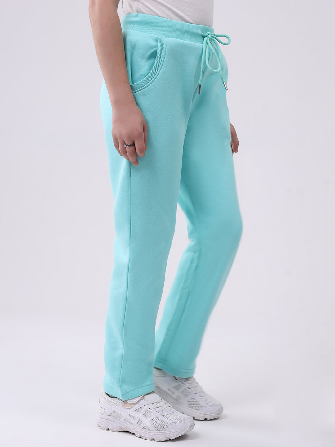 Girls Green Solid Regular Fit Lower
