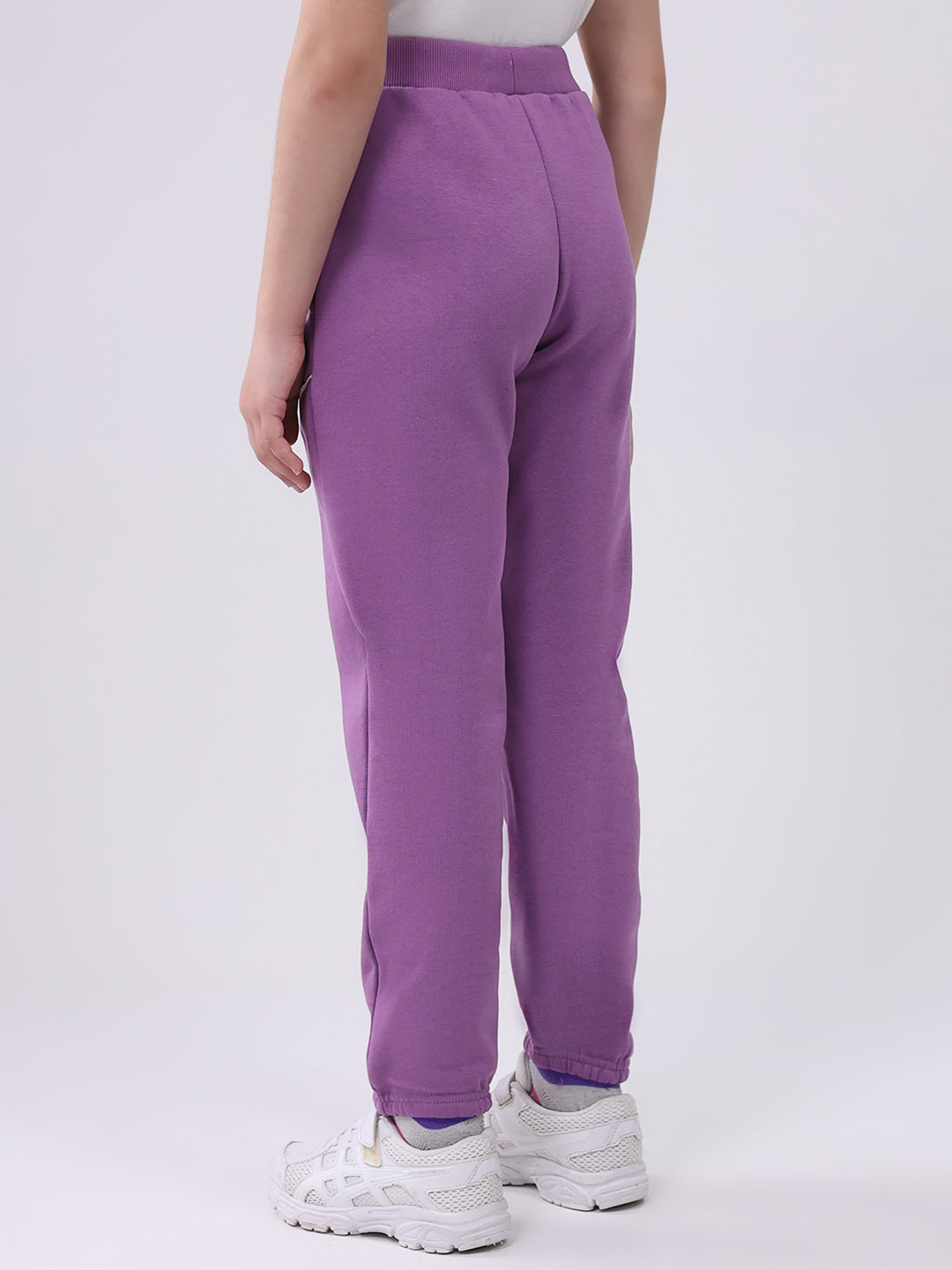 Girls Purple Solid Regular Fit Lower