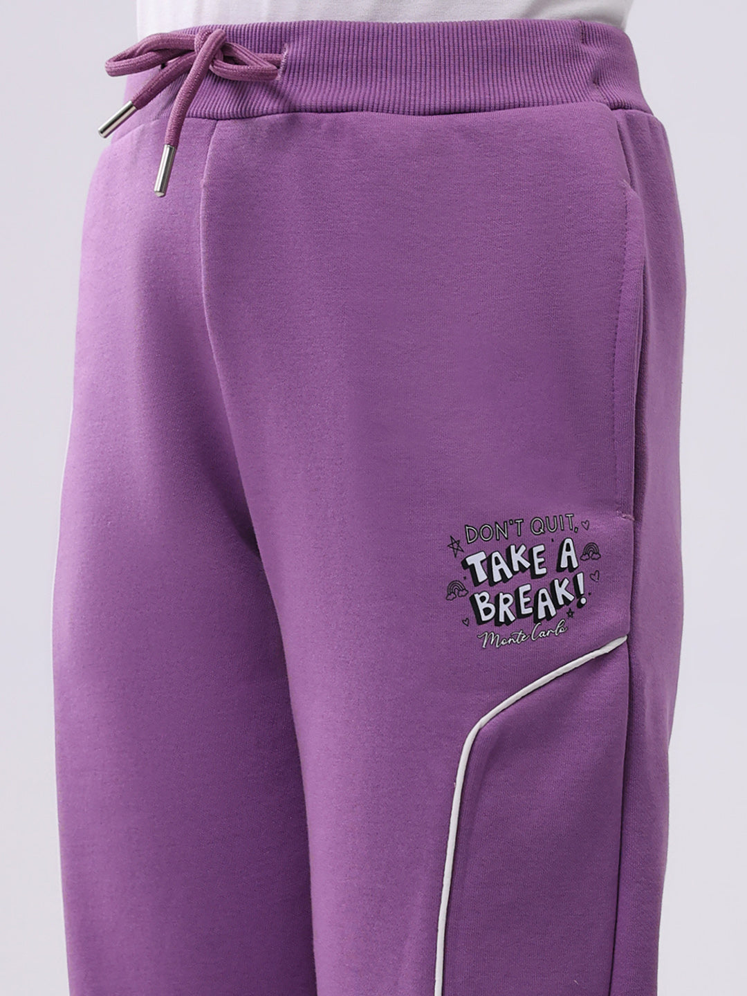 Girls Purple Solid Regular Fit Lower