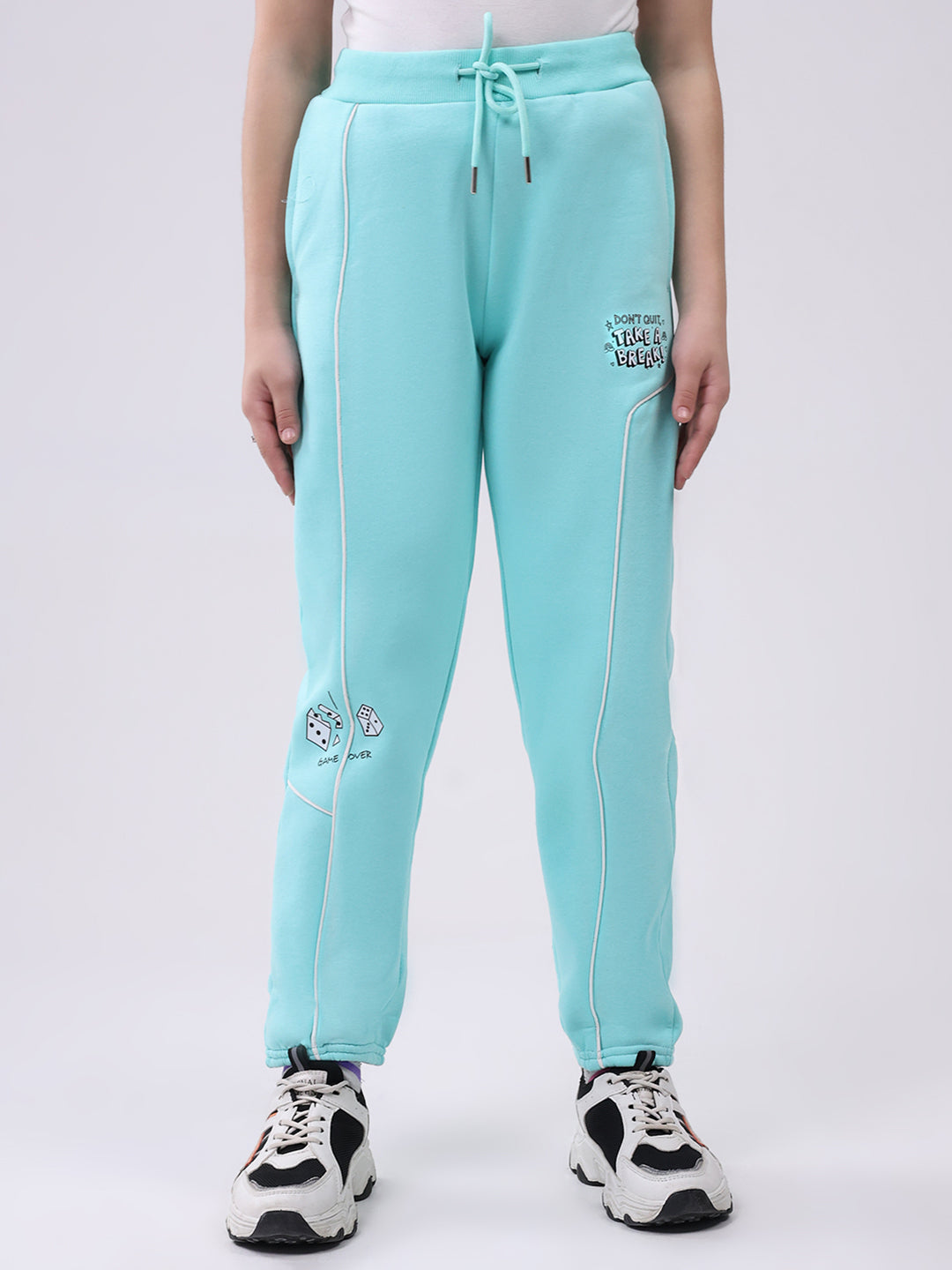 Girls Green Solid Regular Fit Lower