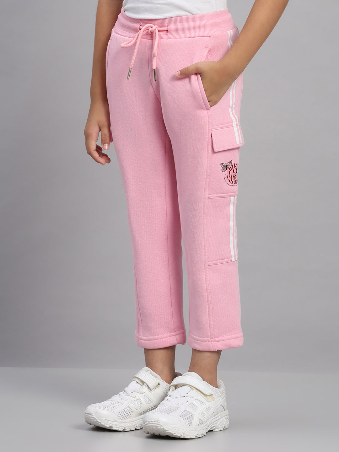 Girls Pink Printed Regular Fit Lower