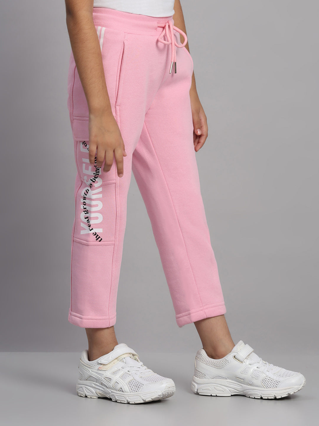 Girls Pink Printed Regular Fit Lower