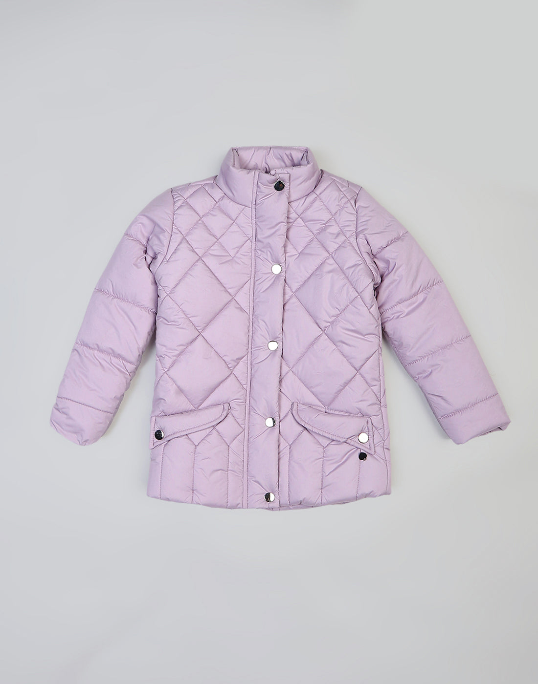 Girls Purple Self Design Collar Full Sleeve Girls Jacket