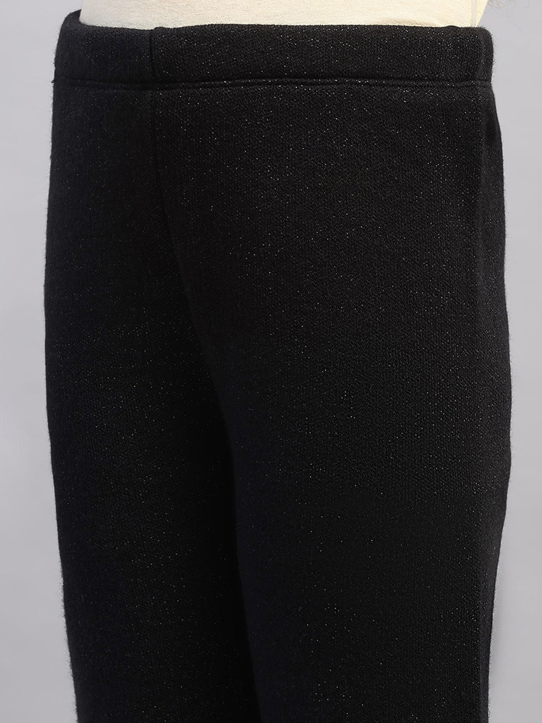 Girls Black Embroidered Round Neck Full Sleeve Cords Set