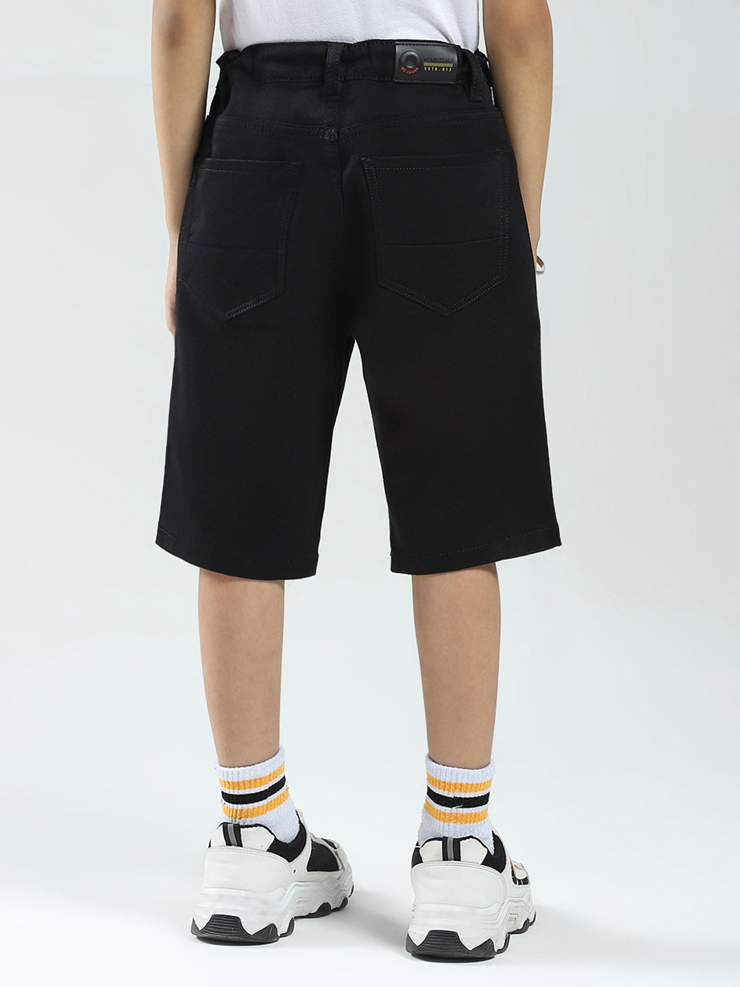 Boys Black Solid Regular Fit Shorts