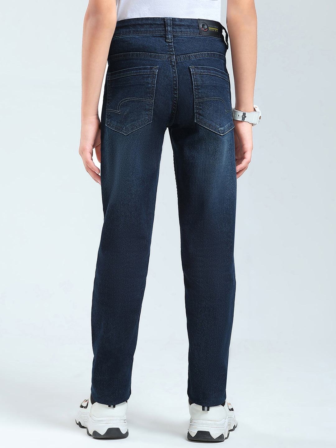 Boys Blue Solid Slim Fit Denim
