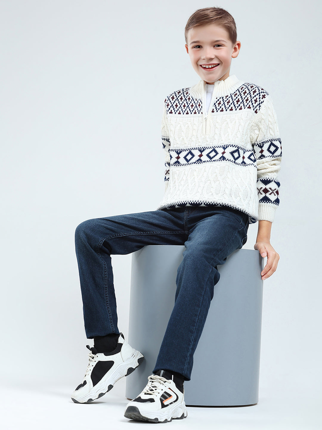 Boys Blue Solid Slim Fit Denim