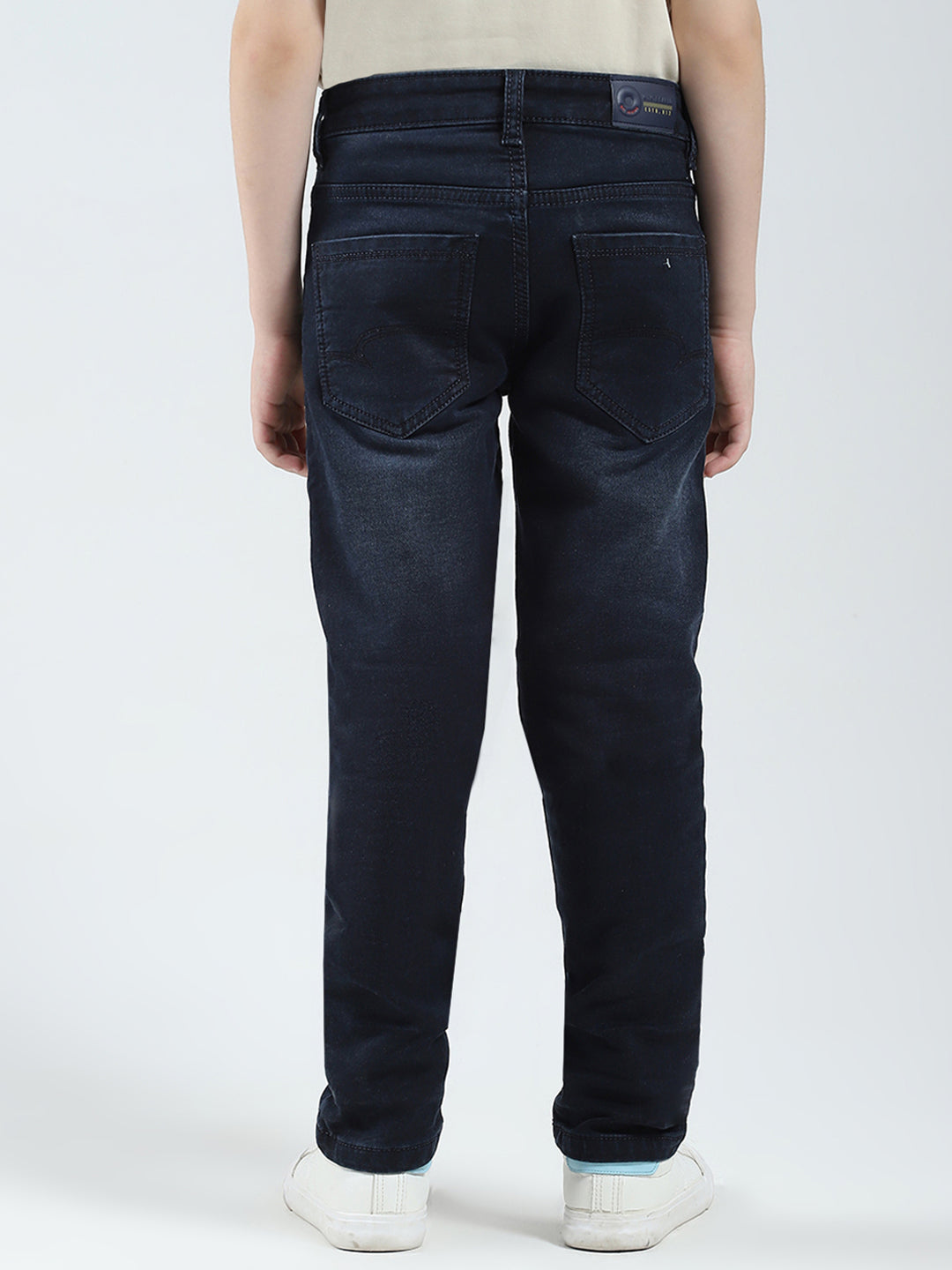 Boys Blue Solid Slim Fit Denim