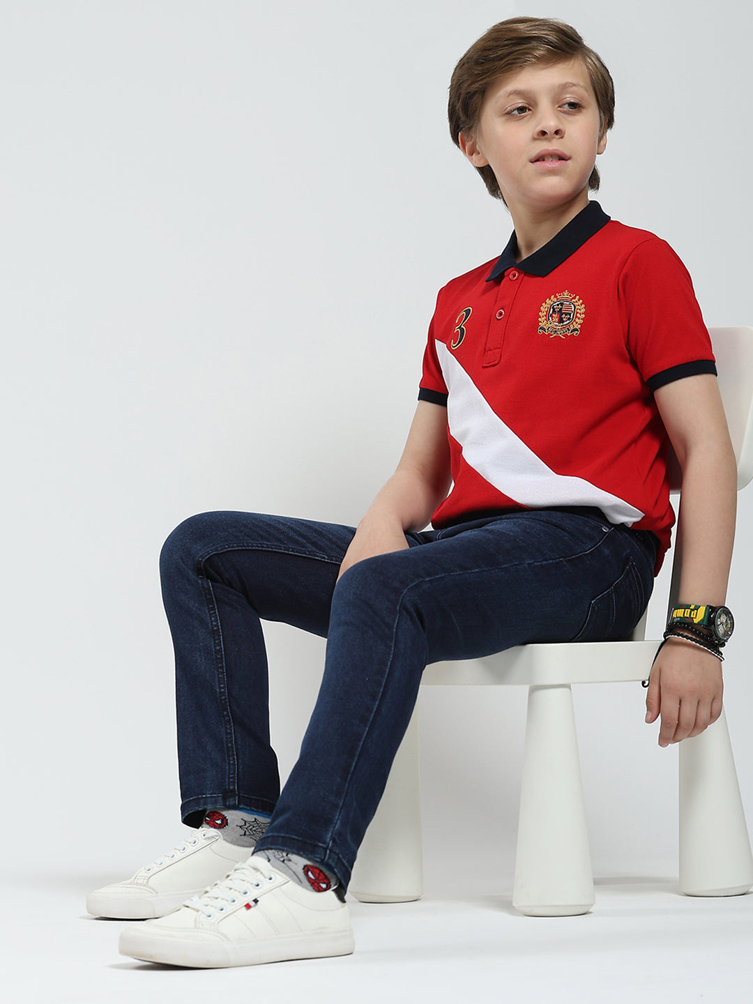 Boys Blue Solid Slim Fit Denim
