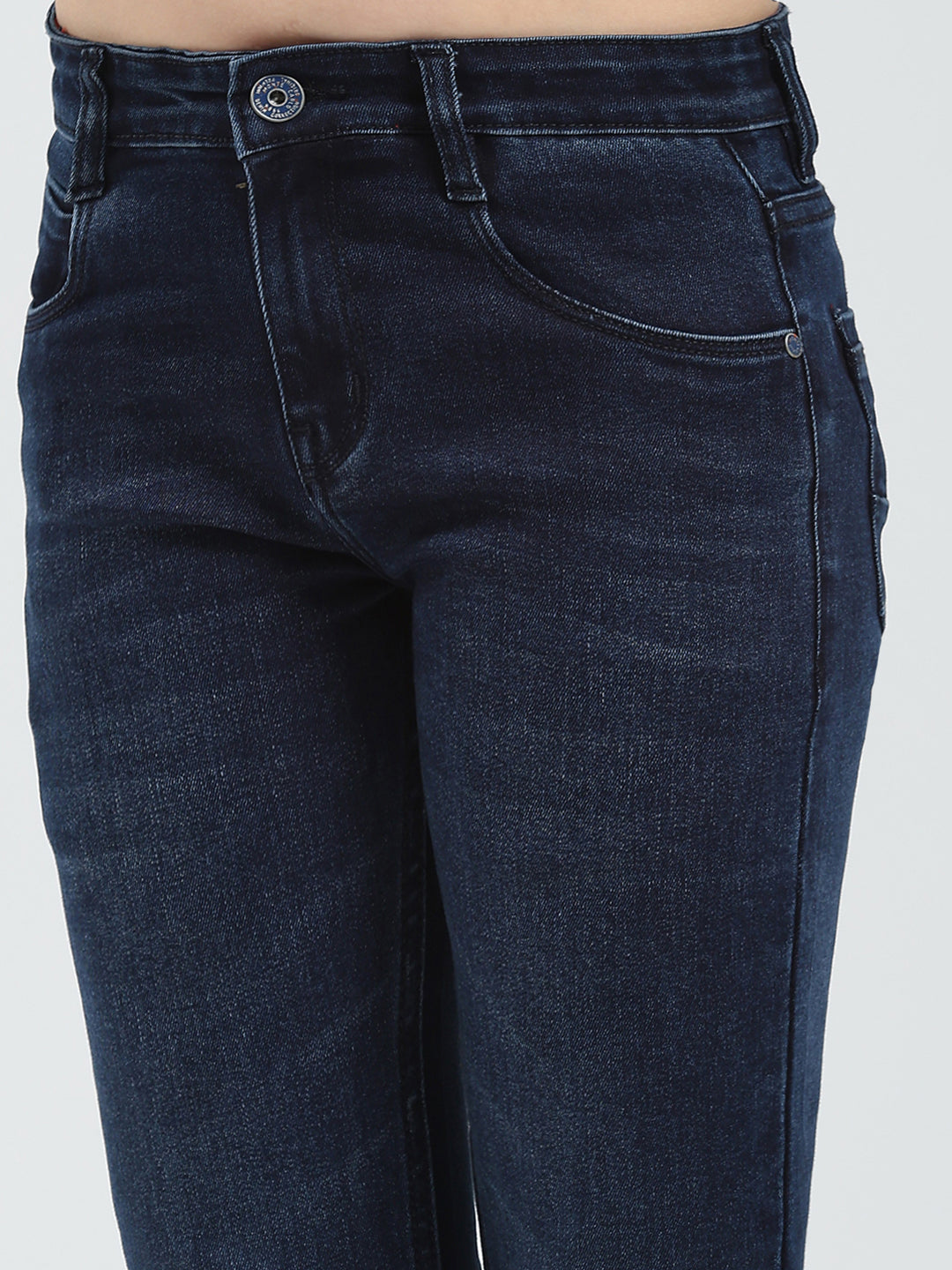 Boys Blue Solid Slim Fit Denim