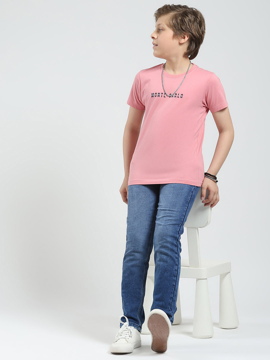 Boys Blue Solid Slim Fit Denim