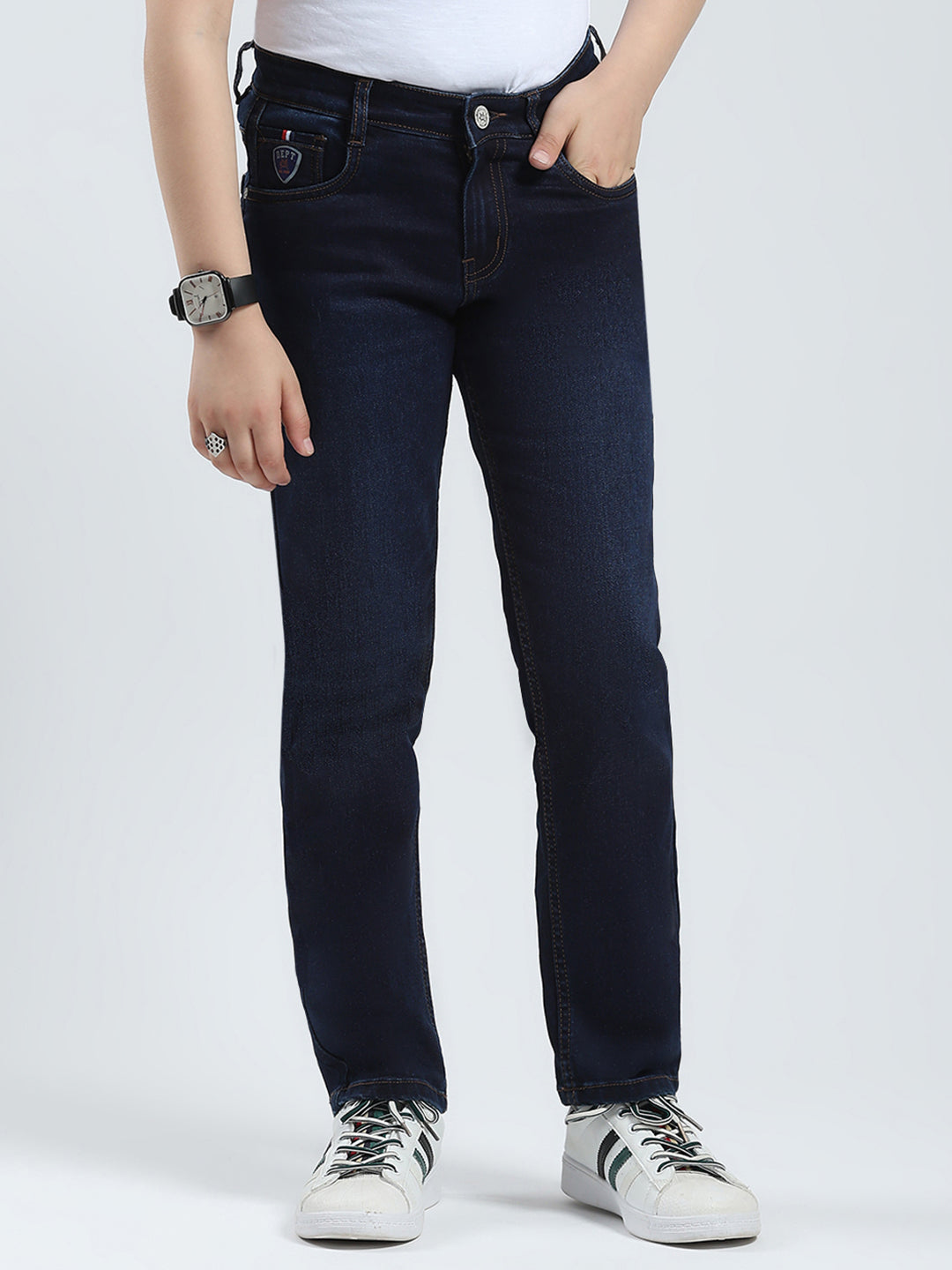 Buy Boys Blue Solid Slim Fit Denim Online in India Monte Carlo