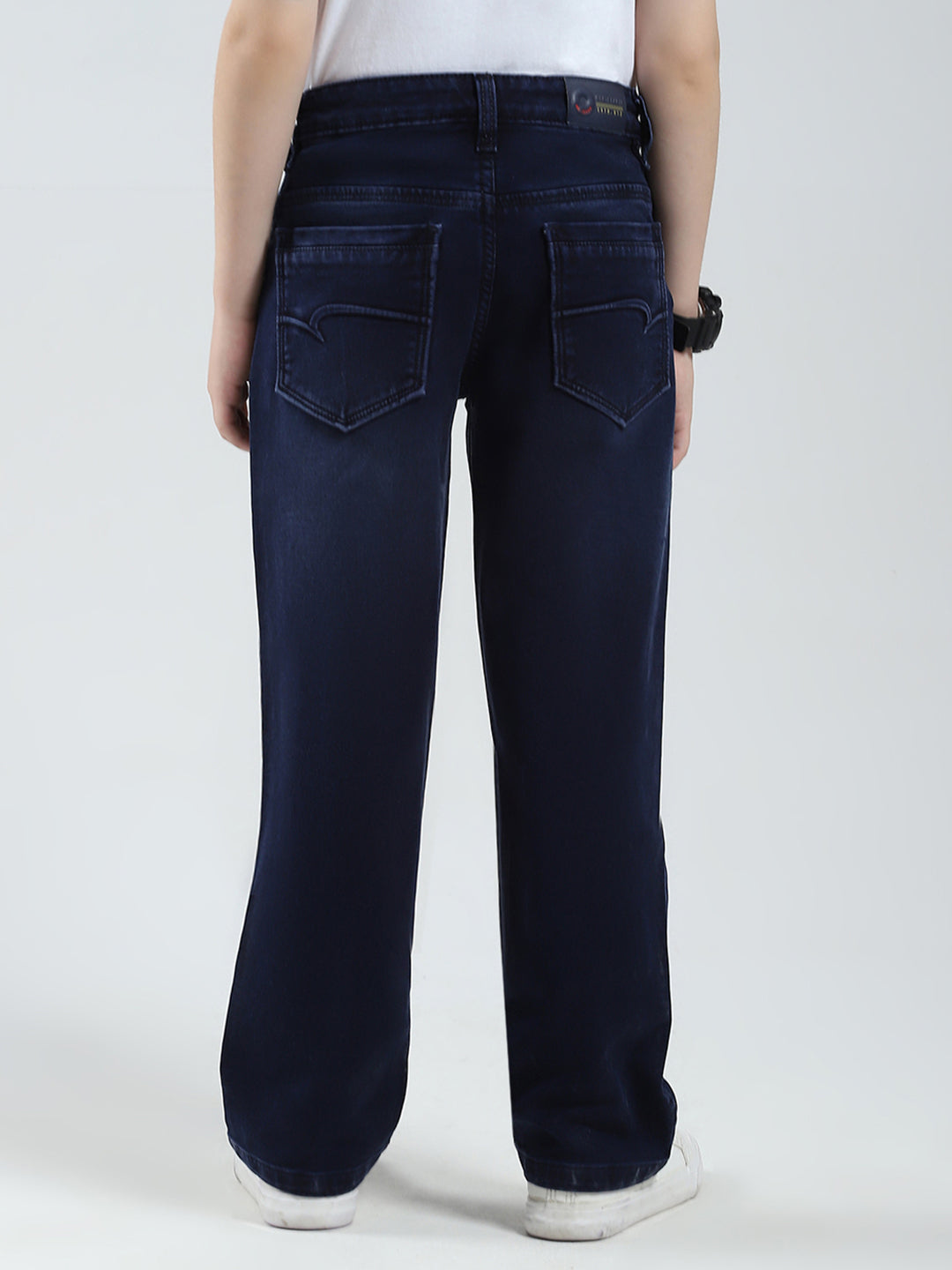 Boys Blue Solid Straight Fit Denim