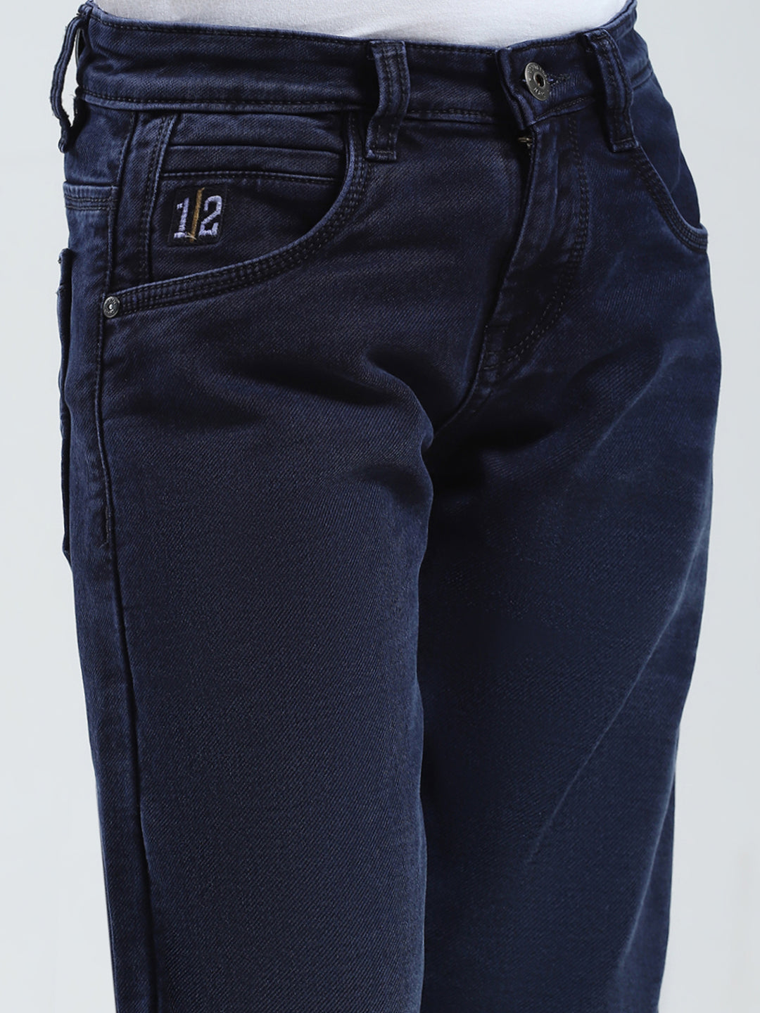Boys Blue Solid Straight Fit Denim