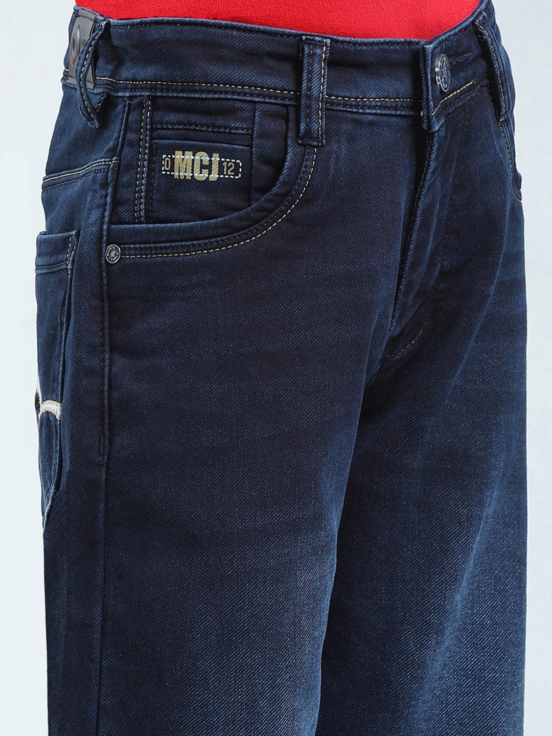 Boys Blue Solid Straight Fit Denim