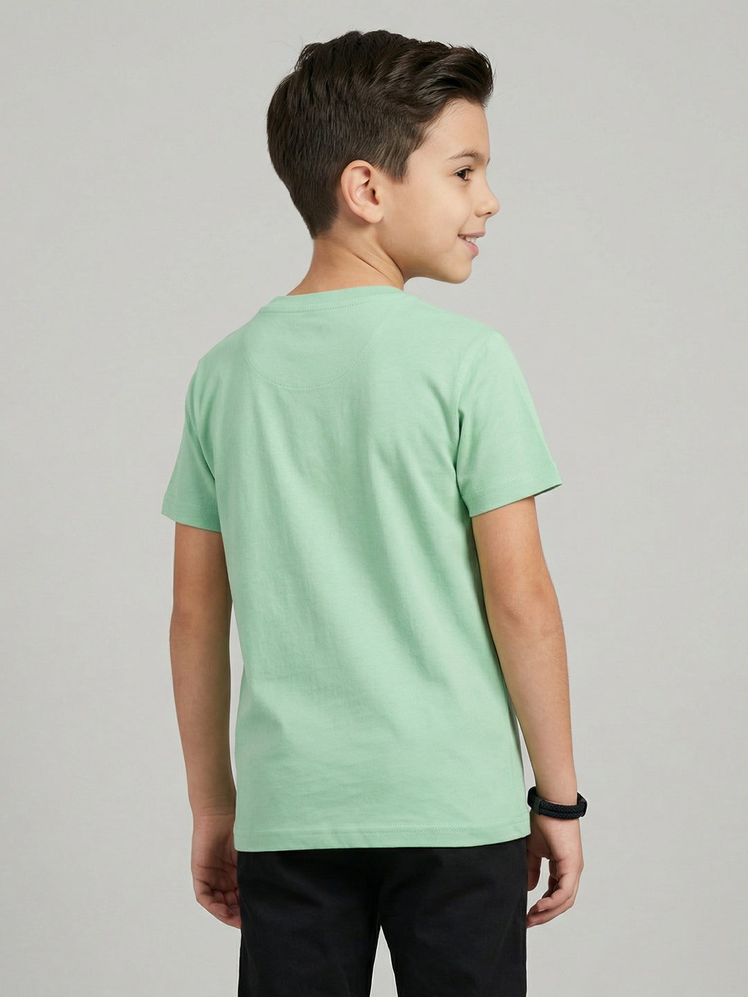 Boys Navy Blue & Green Printed Round Neck Half Sleeve T-Shirt (Pack of 2)
