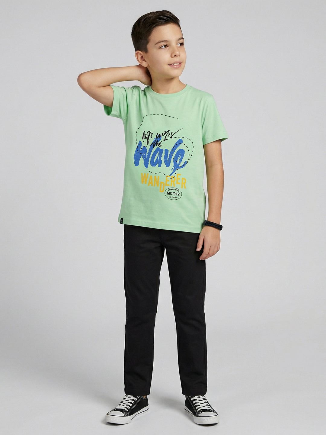 Boys Navy Blue & Green Printed Round Neck Half Sleeve T-Shirt (Pack of 2)