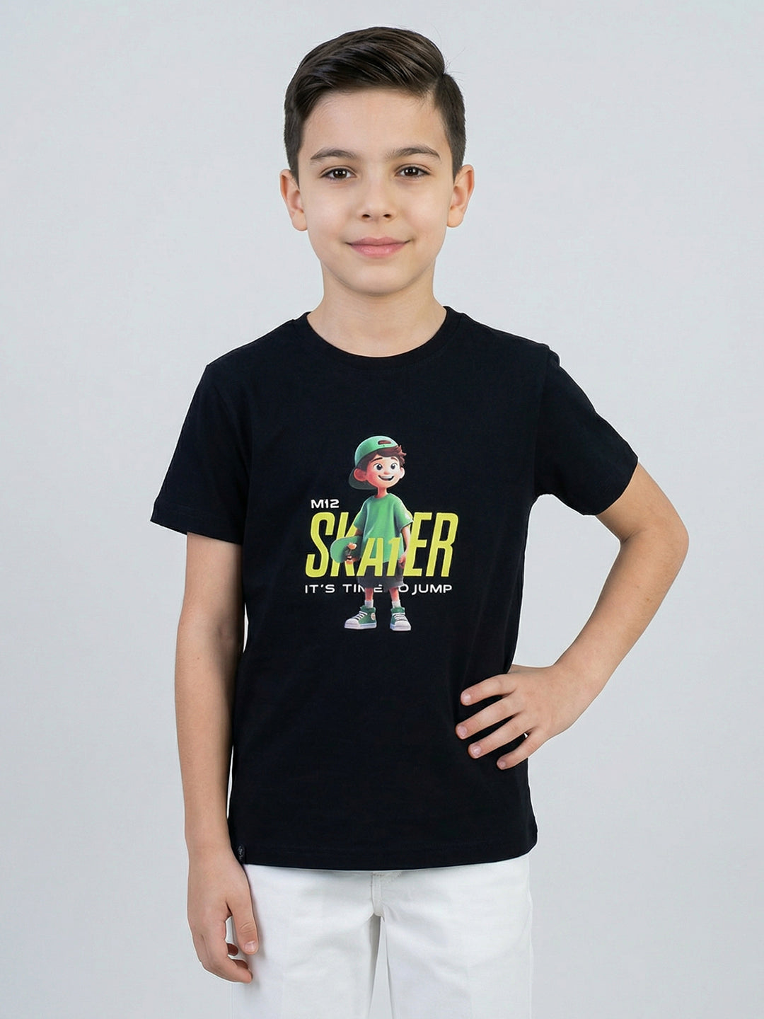 Boys Navy Blue & Green Printed Round Neck Half Sleeve T-Shirt (Pack of 2)