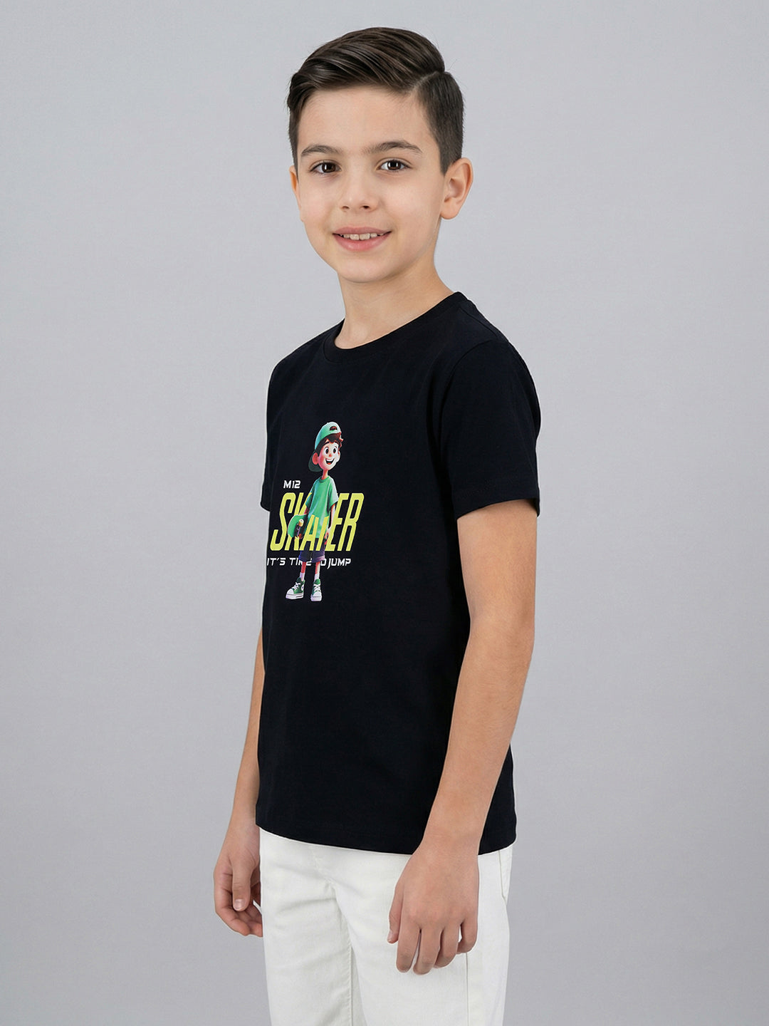 Boys Navy Blue & Green Printed Round Neck Half Sleeve T-Shirt (Pack of 2)