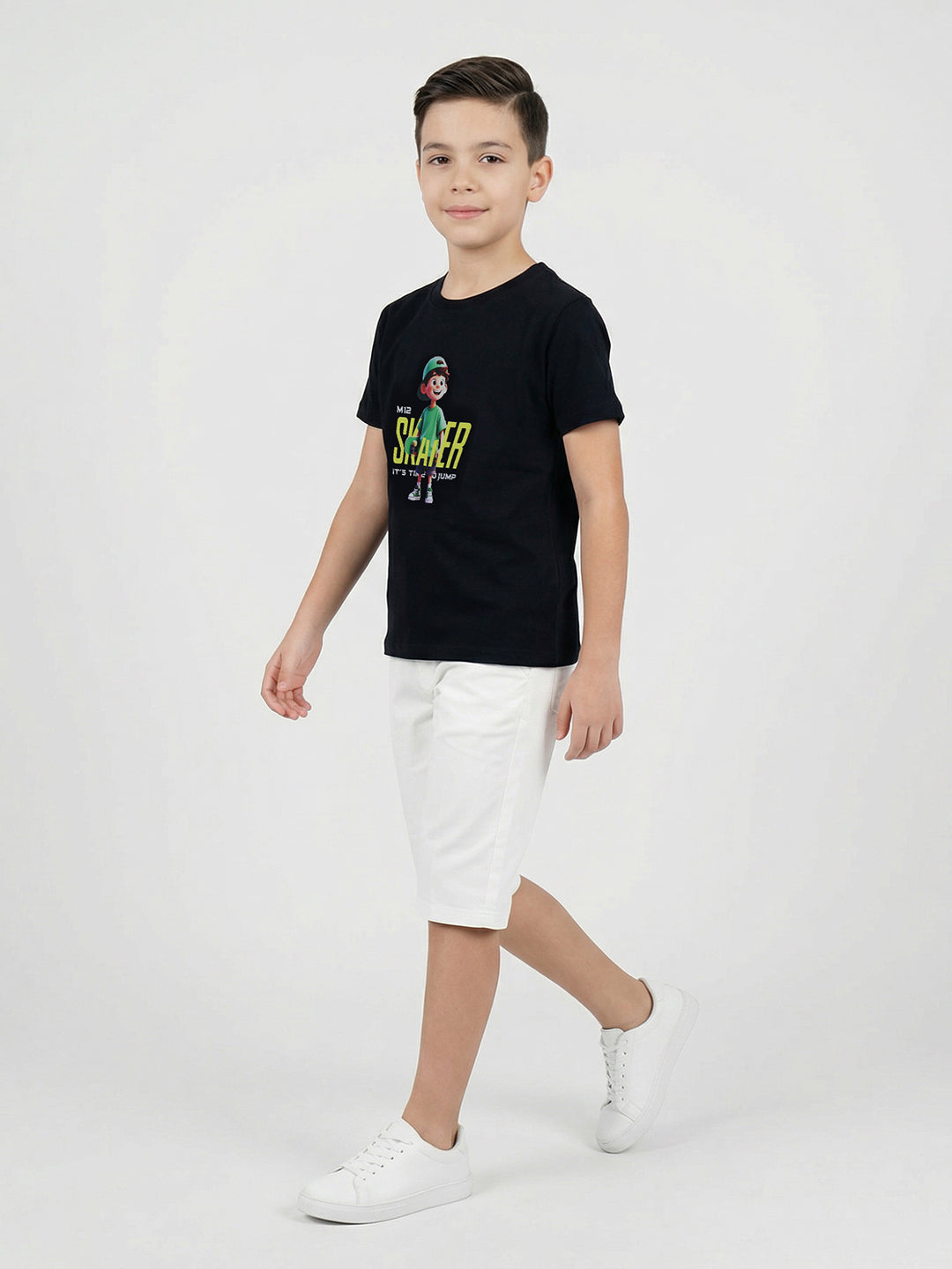 Boys Navy Blue & Green Printed Round Neck Half Sleeve T-Shirt (Pack of 2)