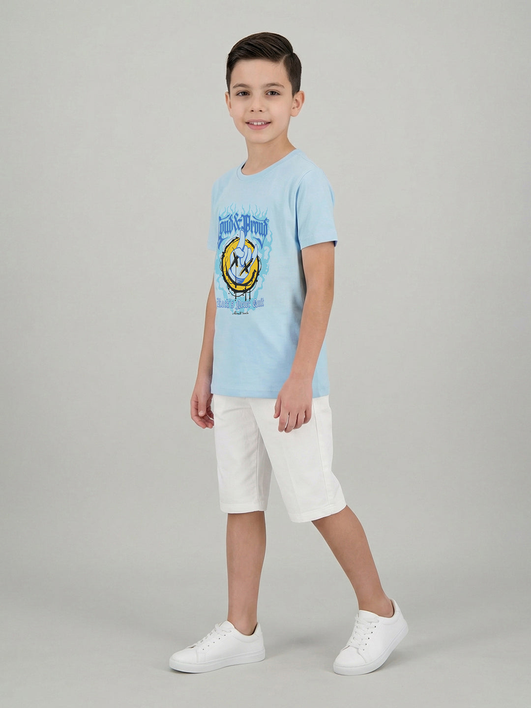 Boys Yellow & Sky Blue Printed Round Neck Half Sleeve T-Shirt (Pack of 2)