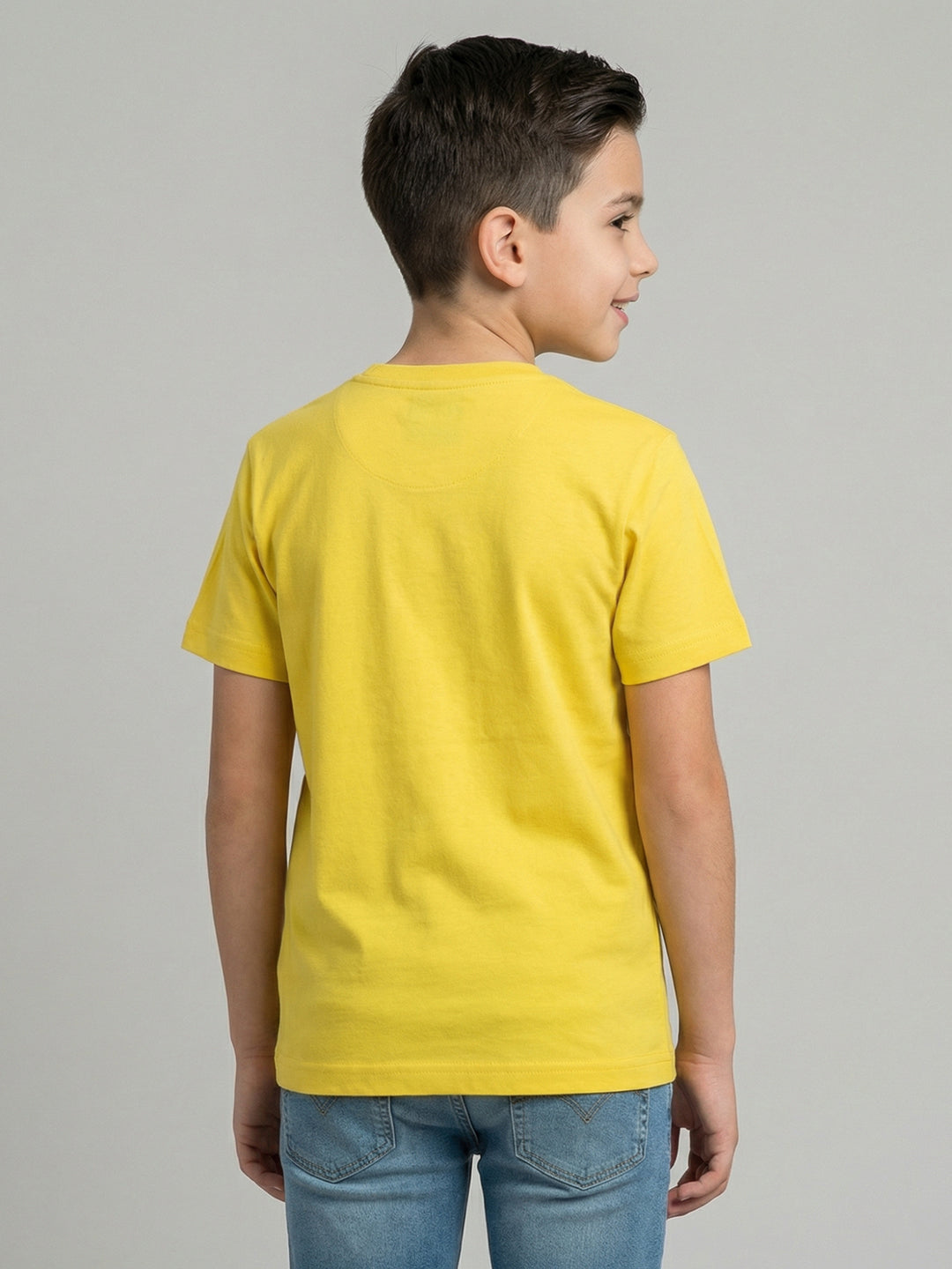 Boys Yellow & Sky Blue Printed Round Neck Half Sleeve T-Shirt (Pack of 2)