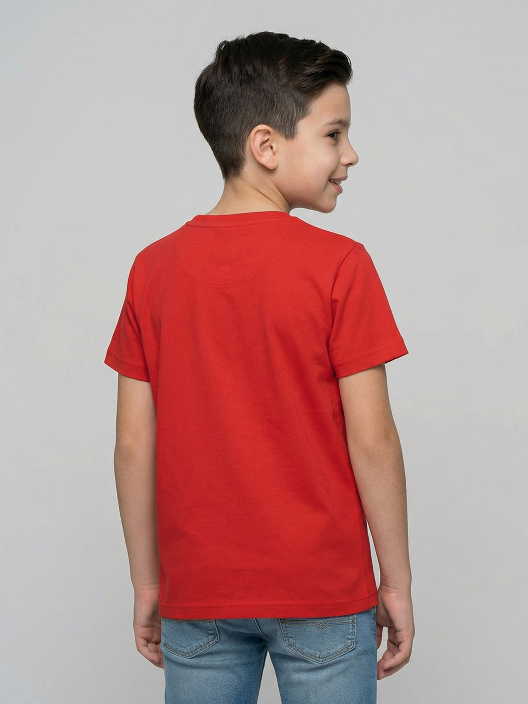 Boys Red & White Printed Round Neck Half Sleeve T-Shirt (Pack of 2)
