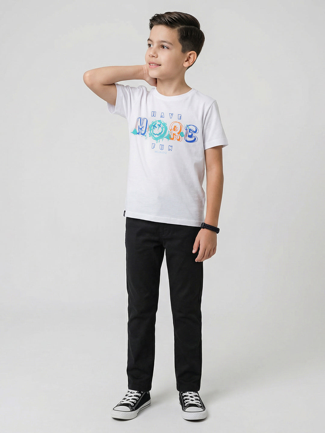Boys Red & White Printed Round Neck Half Sleeve T-Shirt (Pack of 2)