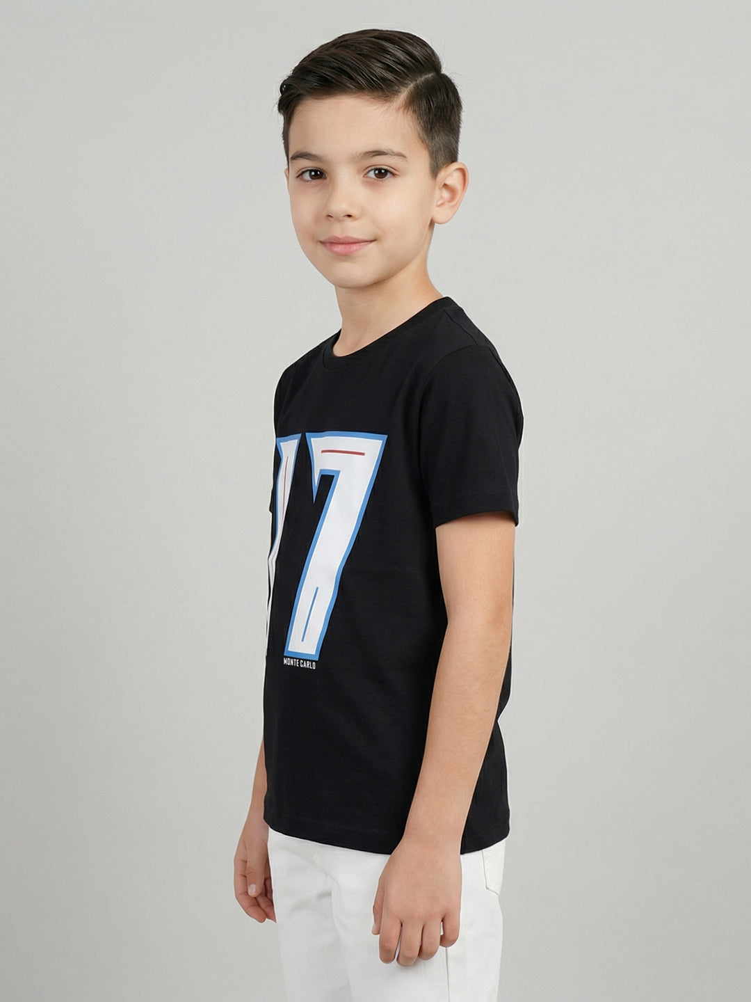 Boys Peach & Black Printed Round Neck Half Sleeve T-Shirt (Pack of 2)