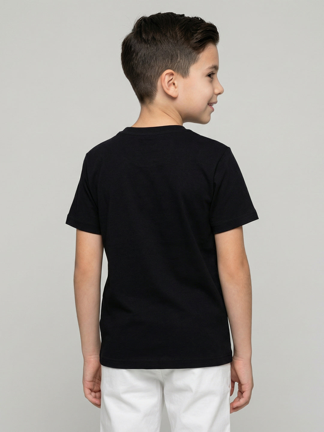 Boys Peach & Black Printed Round Neck Half Sleeve T-Shirt (Pack of 2)