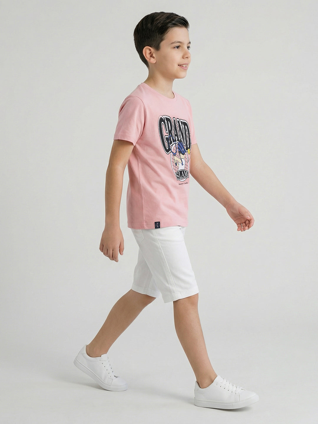Boys Peach & Black Printed Round Neck Half Sleeve T-Shirt (Pack of 2)