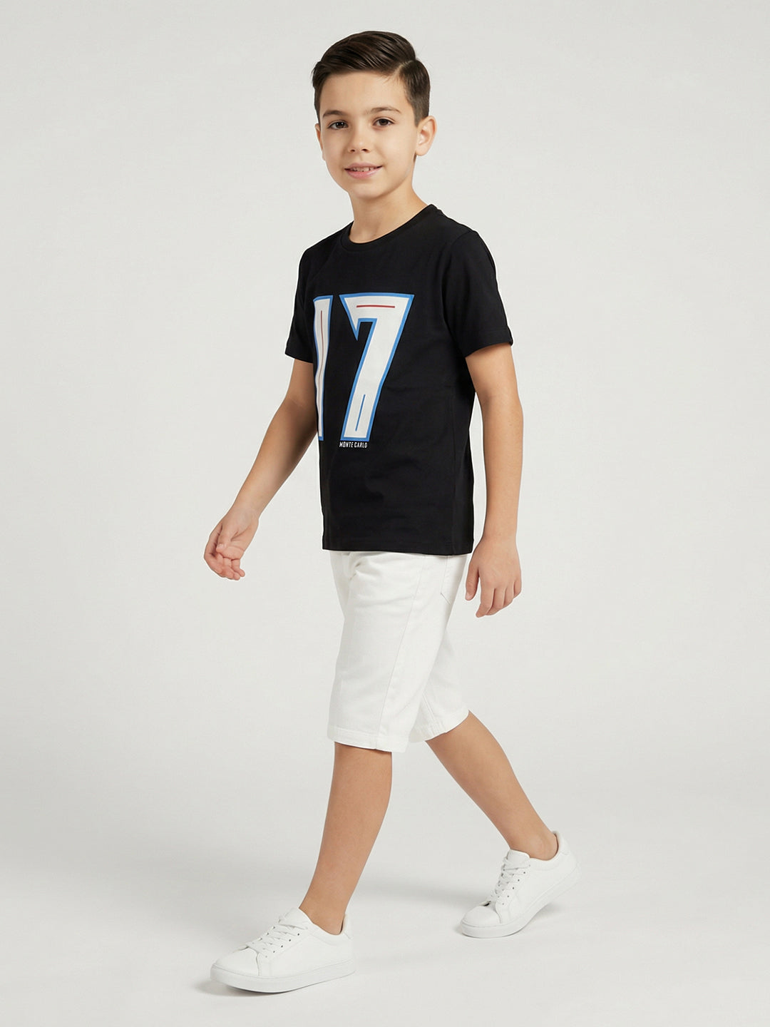 Boys Peach & Black Printed Round Neck Half Sleeve T-Shirt (Pack of 2)